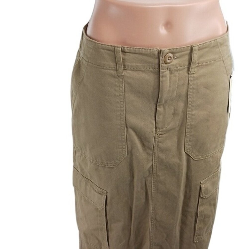 Universal Thread Womens Cargo Midi Skirt Tan High Rise Utility Size 2 - Picture 3 of 7